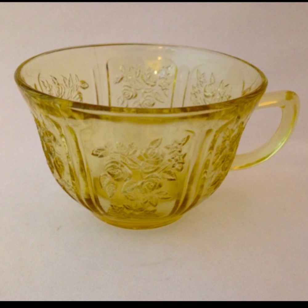 Vintage Depression Glass Federal "Sharon (Cabbage Rose)" Amber Yellow Tea Cup